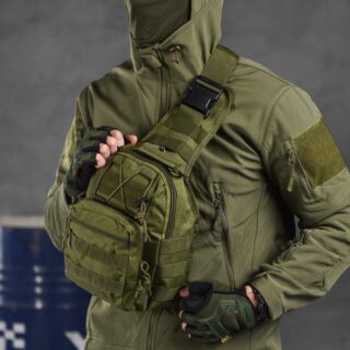 Тактичний однолямковий рюкзак Tactical на 5 літрів Oliva із системою M.O.L.L.E (095-olive)