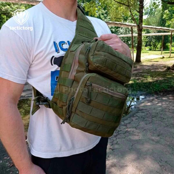 Тактический однолямочный рюкзак барсетка сумка слинг Tactical с системой molle на 9 л Olive (ta9-olive)