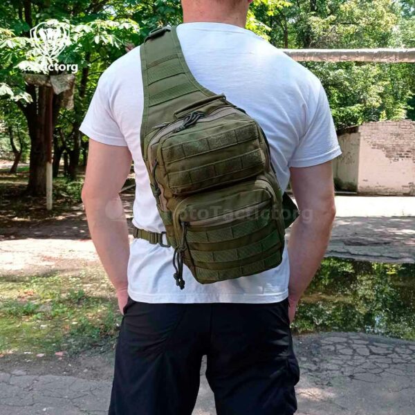 Тактический однолямочный рюкзак барсетка сумка слинг Tactical с системой molle на 9 л Olive (ta9-olive)