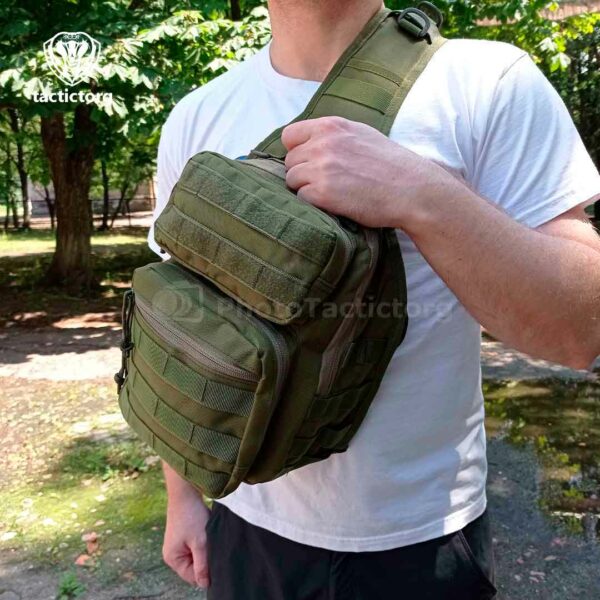 Тактический однолямочный рюкзак барсетка сумка слинг Tactical с системой molle на 9 л Olive (ta9-olive)