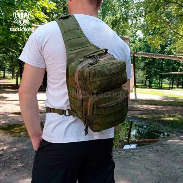 Тактический однолямочный рюкзак барсетка сумка слинг Tactical с системой molle на 9 л Olive (ta9-olive)