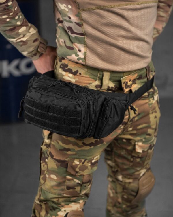 Тактична сумка бананка Tactical Belt Black військова поясна сумка (ban-black)