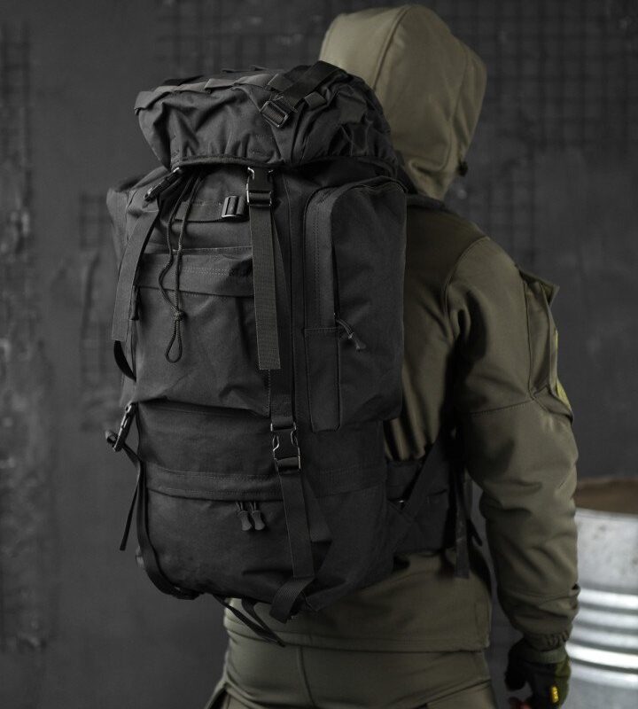 Тактичний рюкзак Tactical Black на 65 літрів армійський рамний рюкзак (ta65-black)