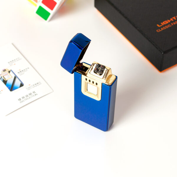 Запальничка сенсорна Dual Arc USB Blue імпульсна у подарунковій упаковці