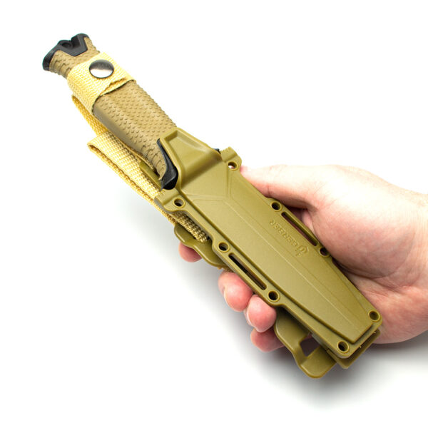 Тактичний ніж Gerber Strongarm Fixed Fine Edge Coyote із серрейтором мисливський ніж пластикові піхви (GER-473S-coyote)