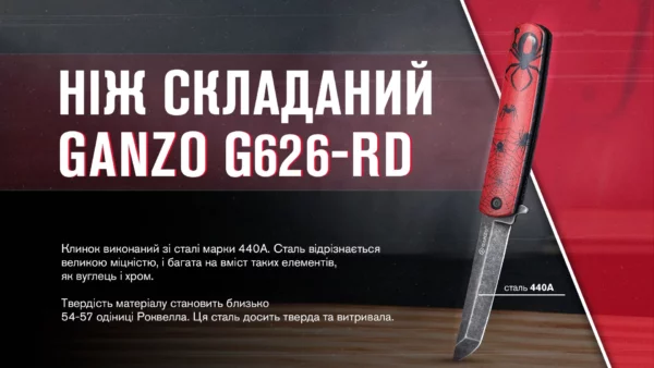 Ніж складаний Ganzo G626-RD Red Tanto зі сталі 440A