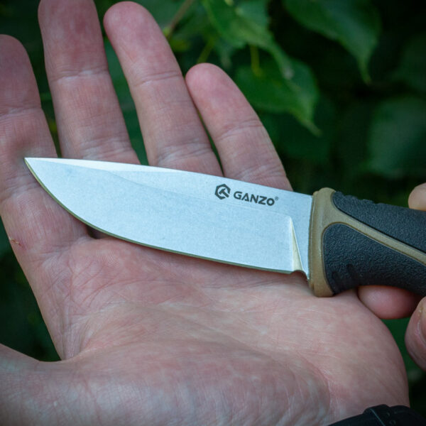 Ніж туристичний Ganzo G807-DY — сталь 8Cr14, з ножнами, бежевий колір