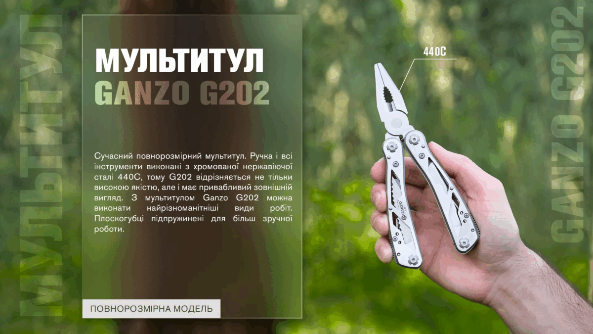 Мультитул Ganzo G202 – 24 функцій, універсальний інструмент для туризму та дому