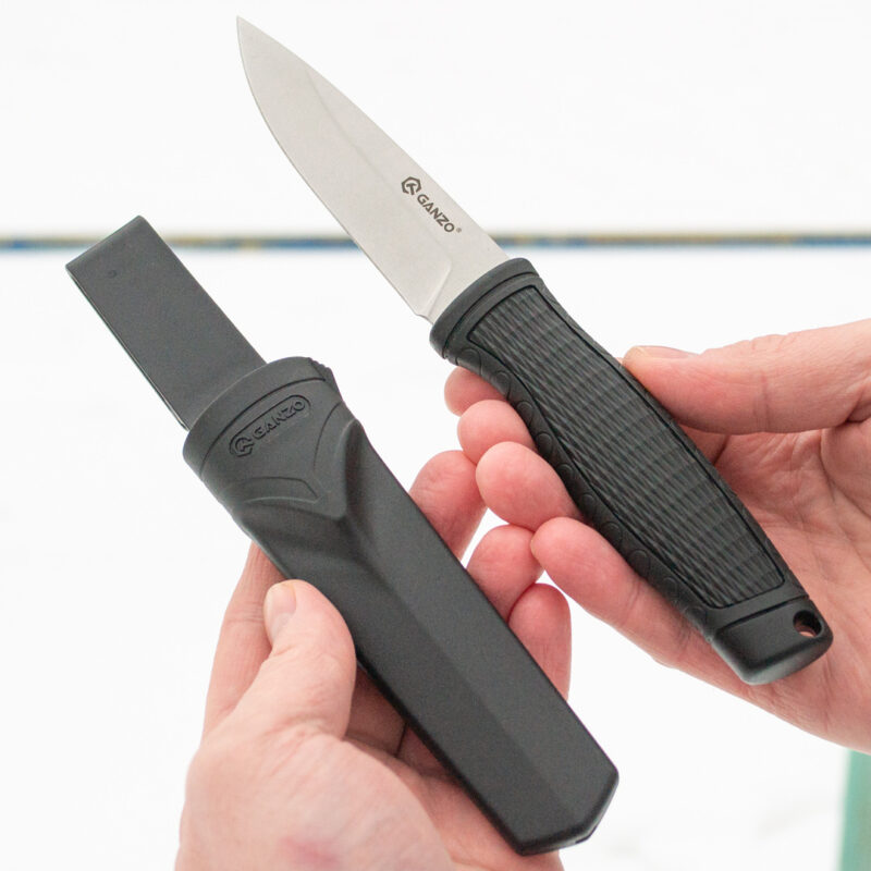 Ніж туристичний Ganzo G806-BK з фіксованим клинком, чорний, у пластиковому чохлі