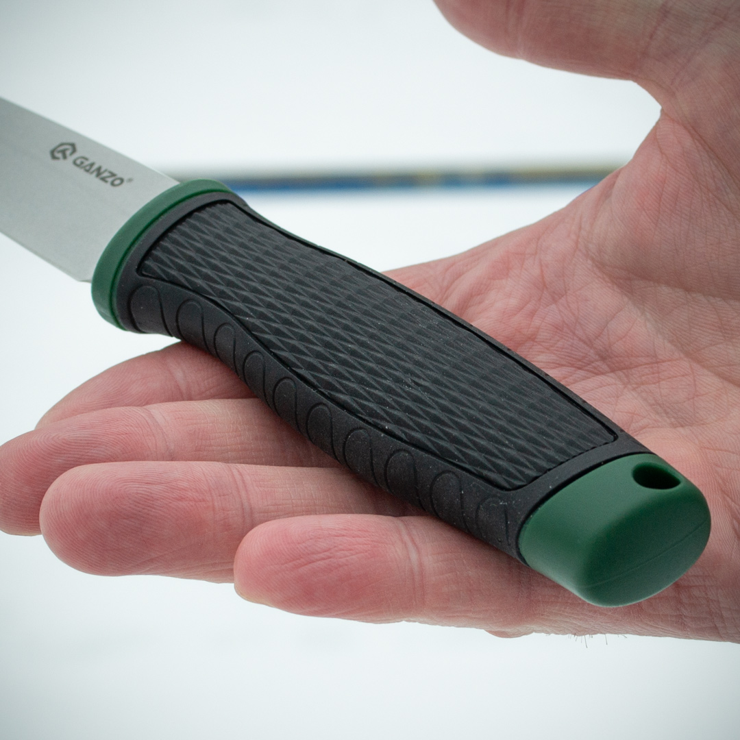 Ніж туристичний Ganzo G806-GB з фіксованим клинком, зелений, у пластиковому чохлі