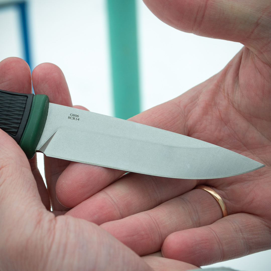 Ніж туристичний Ganzo G806-GB з фіксованим клинком, зелений, у пластиковому чохлі