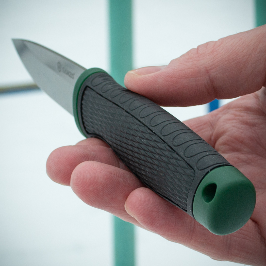 Ніж туристичний Ganzo G806-GB з фіксованим клинком, зелений, у пластиковому чохлі