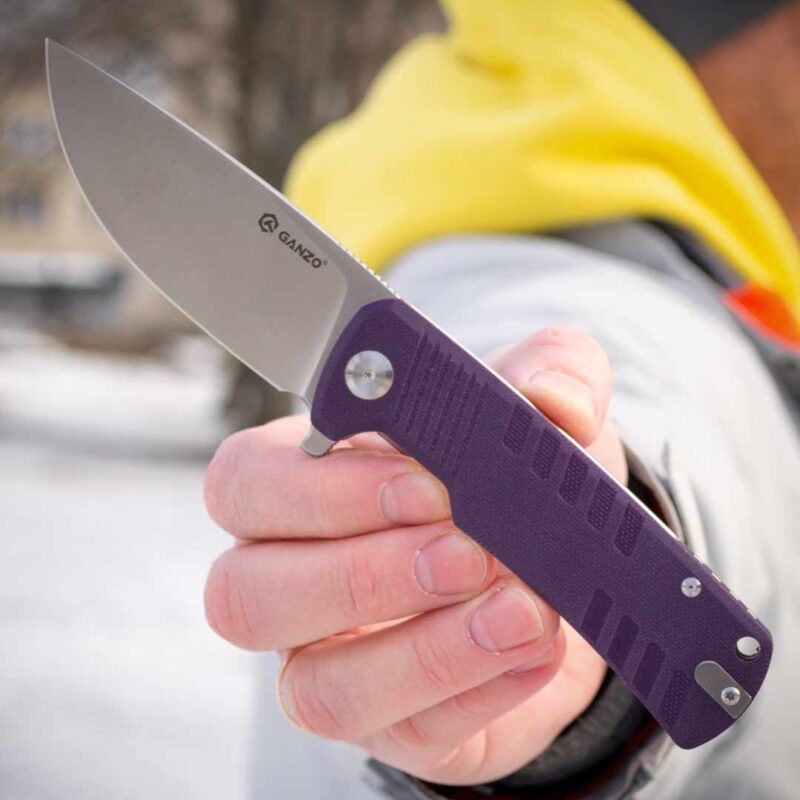 Ніж складаний Ganzo G769-PL, сталь D2, рукоять фіолетова G10