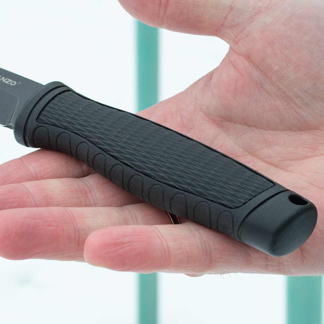 Ніж туристичний Ganzo G806BW-BK з фіксованим клинком, чорний, у пластиковому чохлі