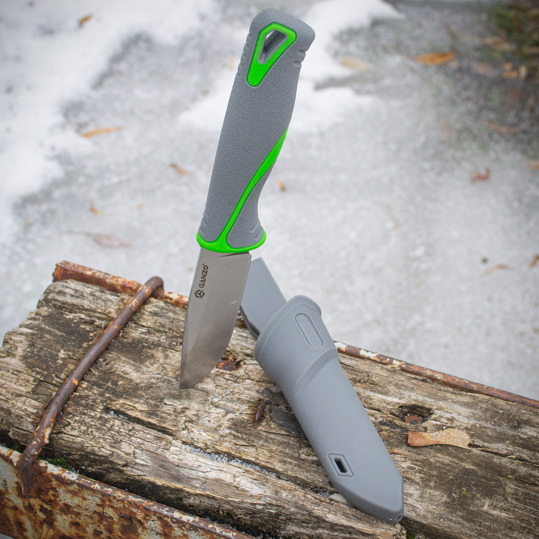 Ніж туристичний Ganzo G807-GY, сталь 8Cr14, з ножнами, сірий колір