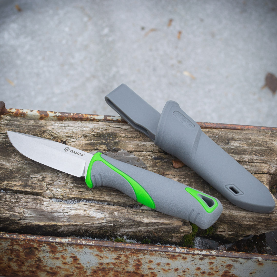 Ніж туристичний Ganzo G807-GY, сталь 8Cr14, з ножнами, сірий колір