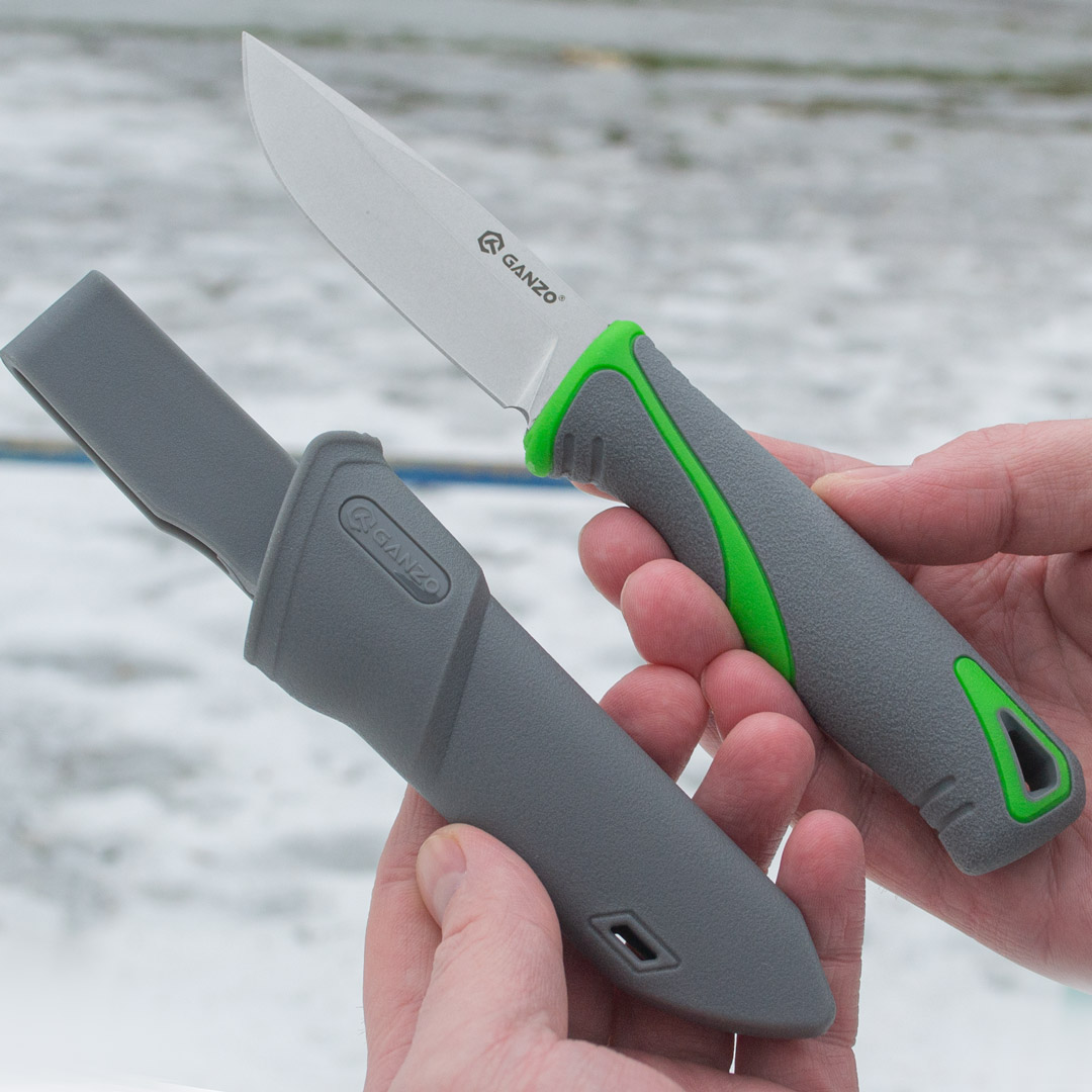 Ніж туристичний Ganzo G807-GY, сталь 8Cr14, з ножнами, сірий колір