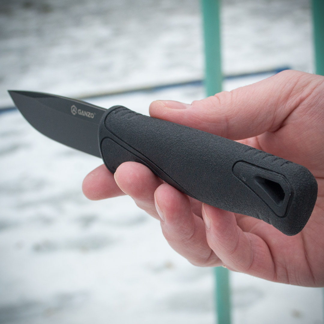 Ніж туристичний Ganzo G807BW-BK, сталь 8Cr14, з ножнами, чорний колір
