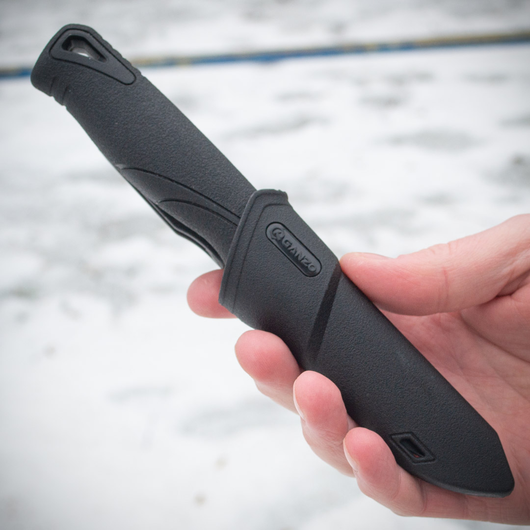 Ніж туристичний Ganzo G807BW-BK, сталь 8Cr14, з ножнами, чорний колір