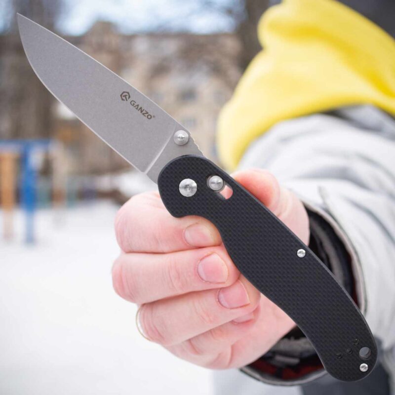 Ніж складаний Ganzo D727M-BK, сталь D2, рукоять чорна G10