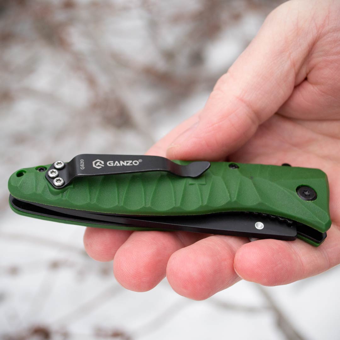 Ніж складаний Ganzo G620g-1, сталь 440C, рукоять пластик зелена