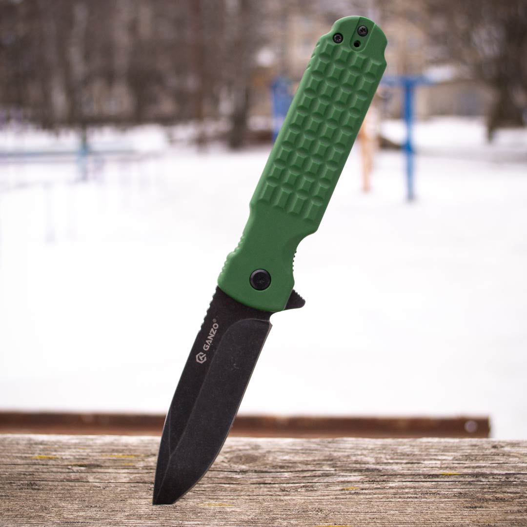 Ніж складаний Ganzo G627-GR, сталь 8CR14, рукоять пластик зелена