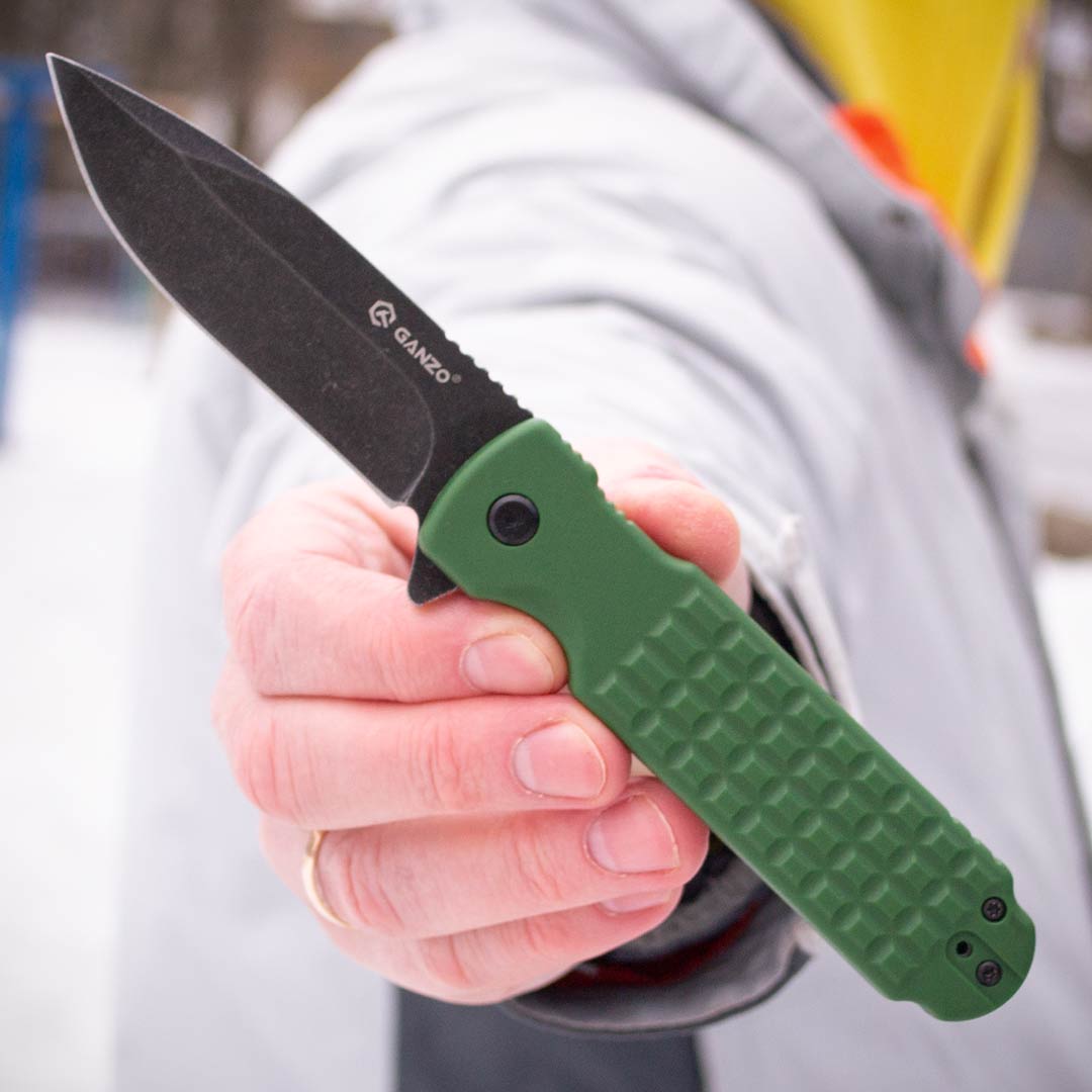 Ніж складаний Ganzo G627-GR, сталь 8CR14, рукоять пластик зелена
