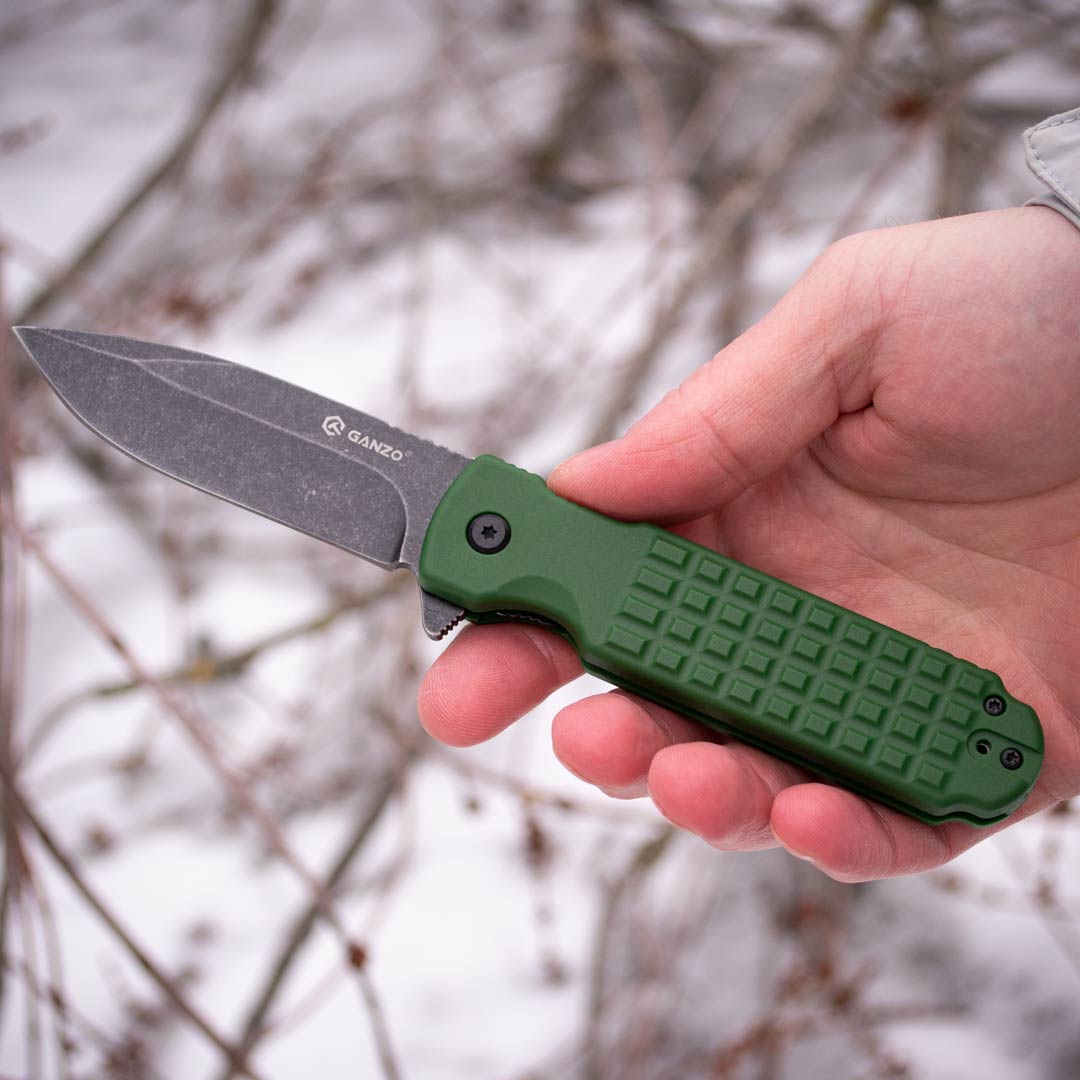 Ніж складаний Ganzo G627-GR, сталь 8CR14, рукоять пластик зелена