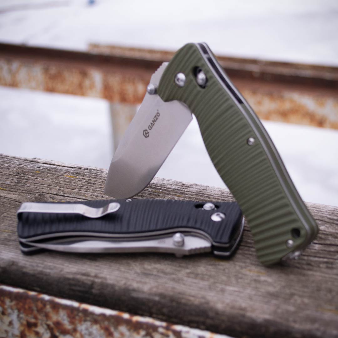 Ніж складаний Ganzo G720-G, сталь 440C, рукоять G10 зелена