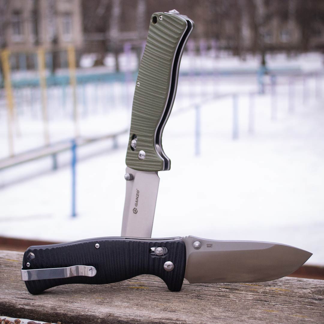 Ніж складаний Ganzo G720-G, сталь 440C, рукоять G10 зелена