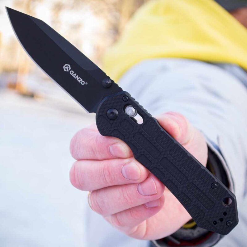 Ніж складаний Ganzo G7453P-BK, сталь 440C, рукоять чорна G10