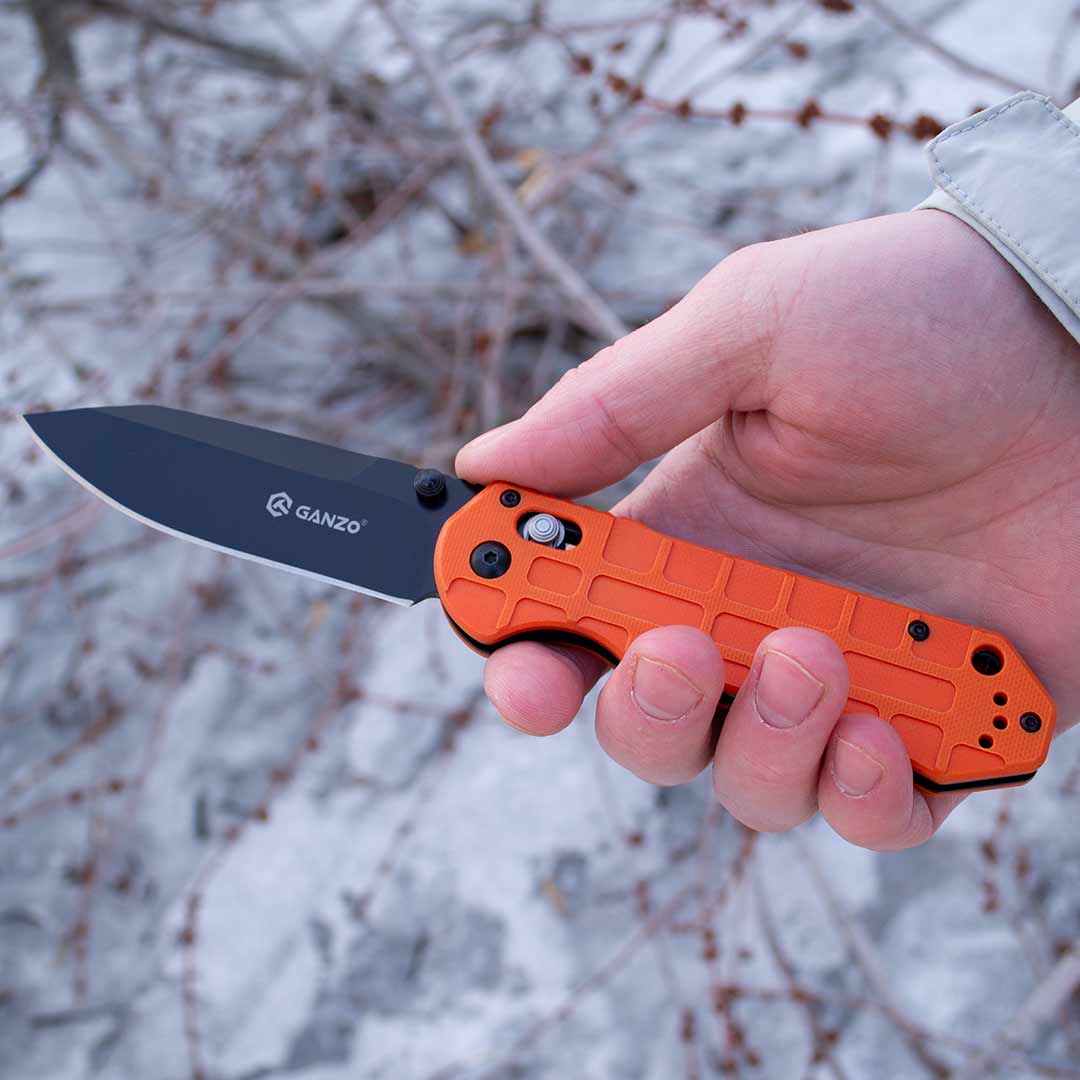 Ніж складаний Ganzo G7453P-OR, сталь 440C, рукоять помаранчева G10