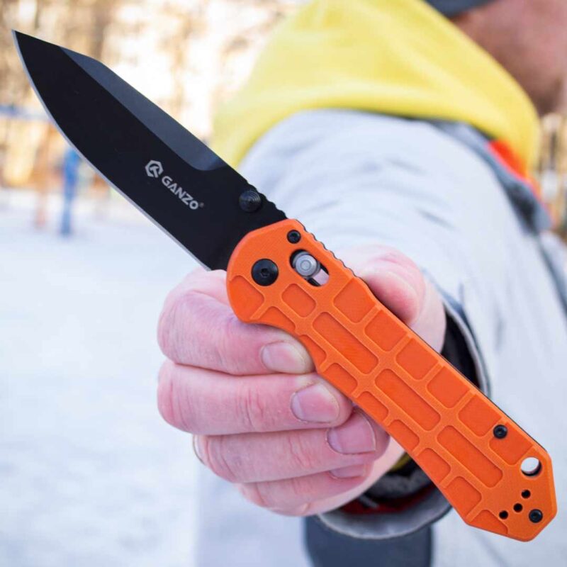 Ніж складаний Ganzo G7453P-OR, сталь 440C, рукоять помаранчева G10