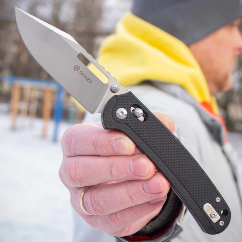 Ніж складаний Ganzo G768-BK, сталь D2, рукоять чорна G10