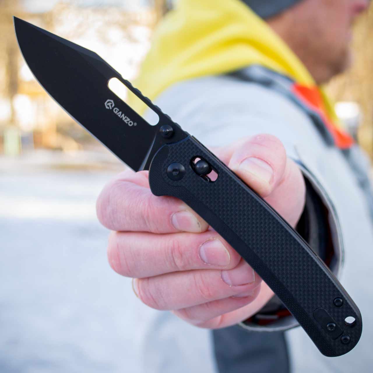 Ніж складаний Ganzo G768PT-BK, сталь D2, рукоять чорна G10