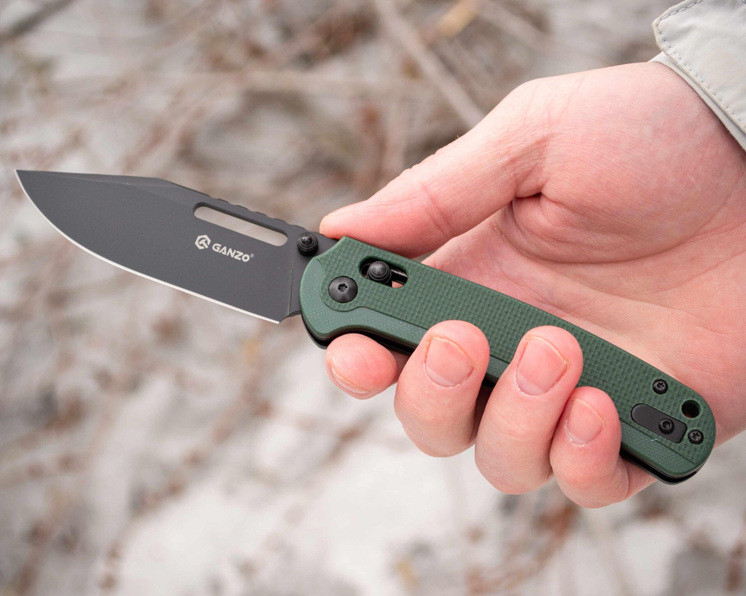 Ніж складаний Ganzo G768PT-GB, сталь D2, рукоять зелена G10