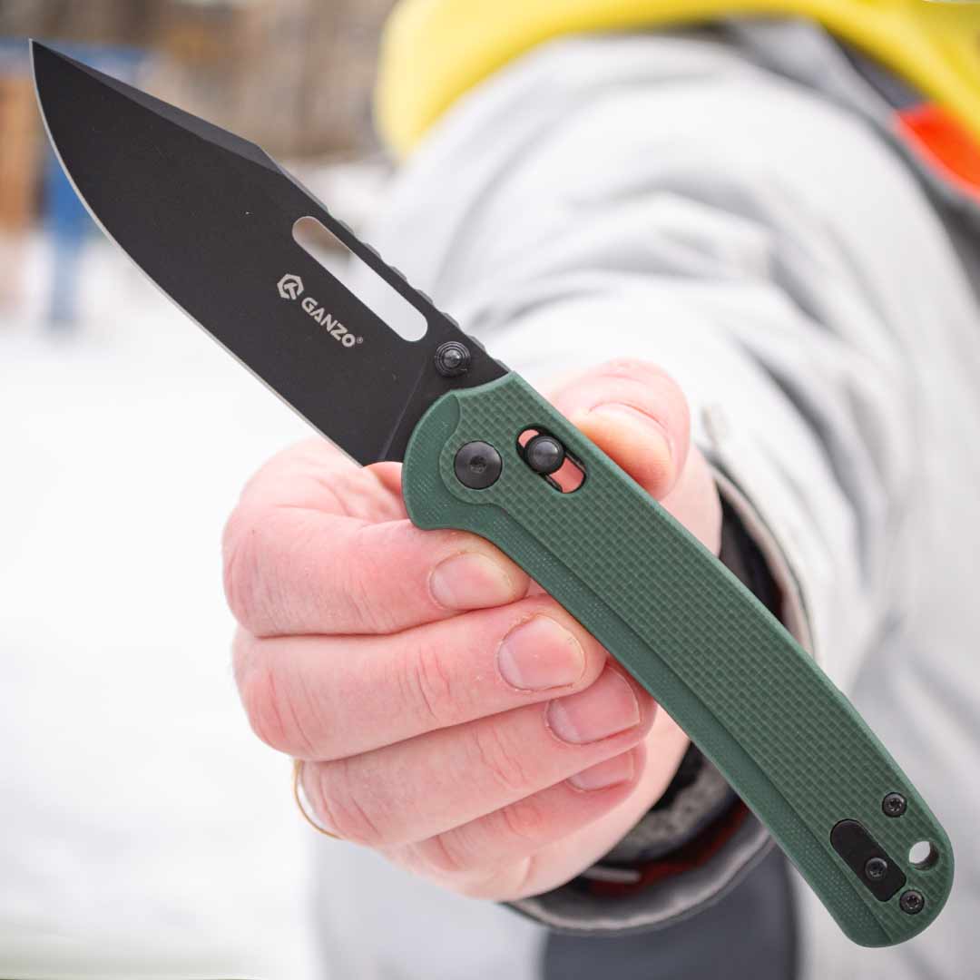 Ніж складаний Ganzo G768PT-GB, сталь D2, рукоять зелена G10